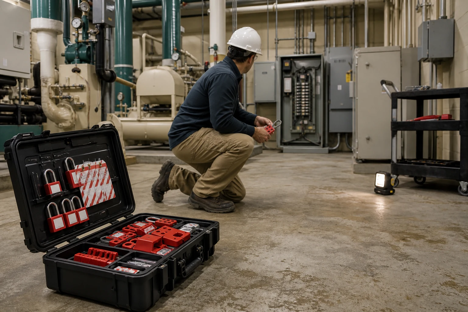 Industrial service team preparing for maintenance