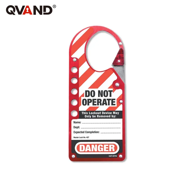 Red Writable Labeled Snap-On Aluminum 8 Holes Safety Padlock Tagout Hasp