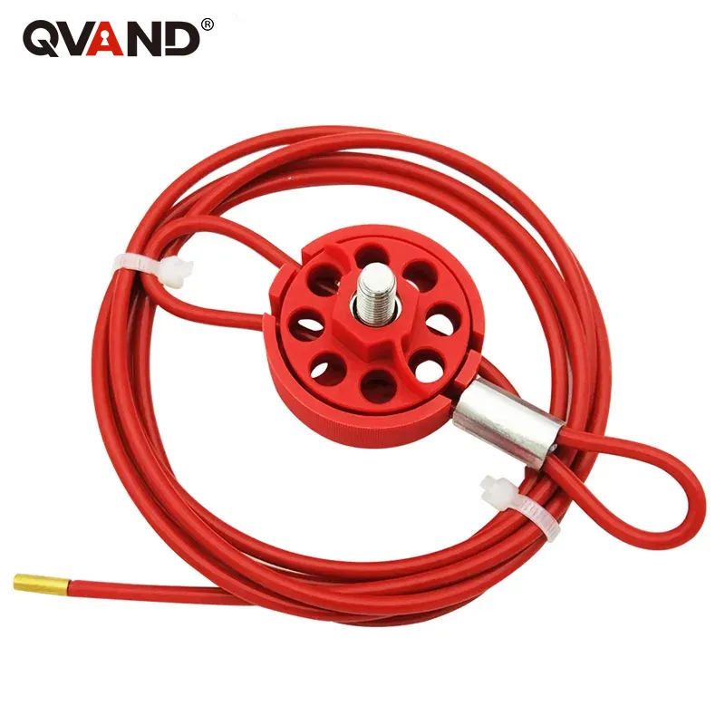 Wheel Type Red 2m Cable Tie Lockout QVAND Valve Cable Safety Lock