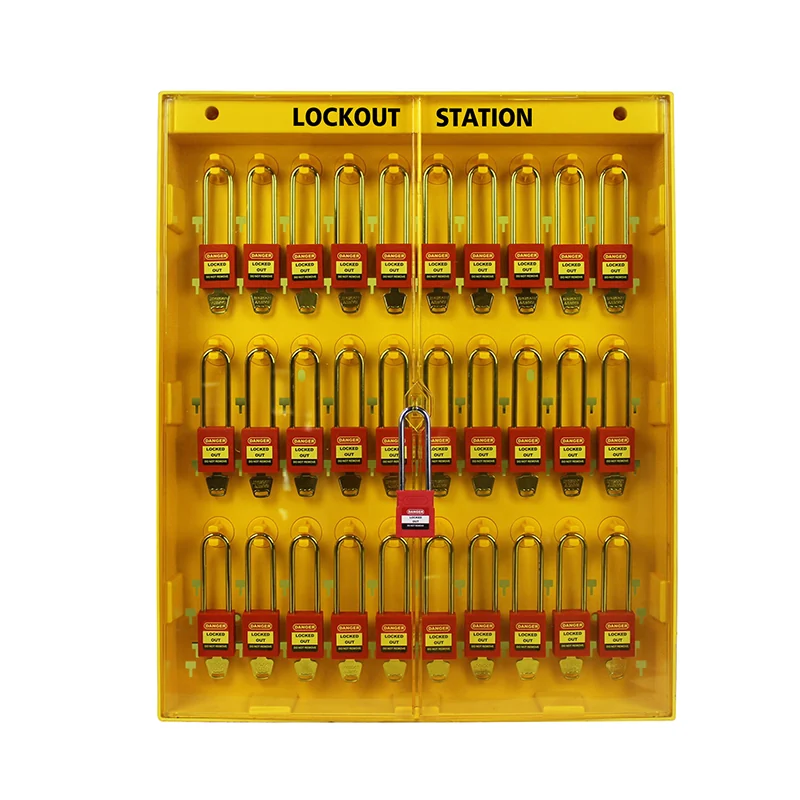 Safety Lockout Devices with Industrial Warning Signs